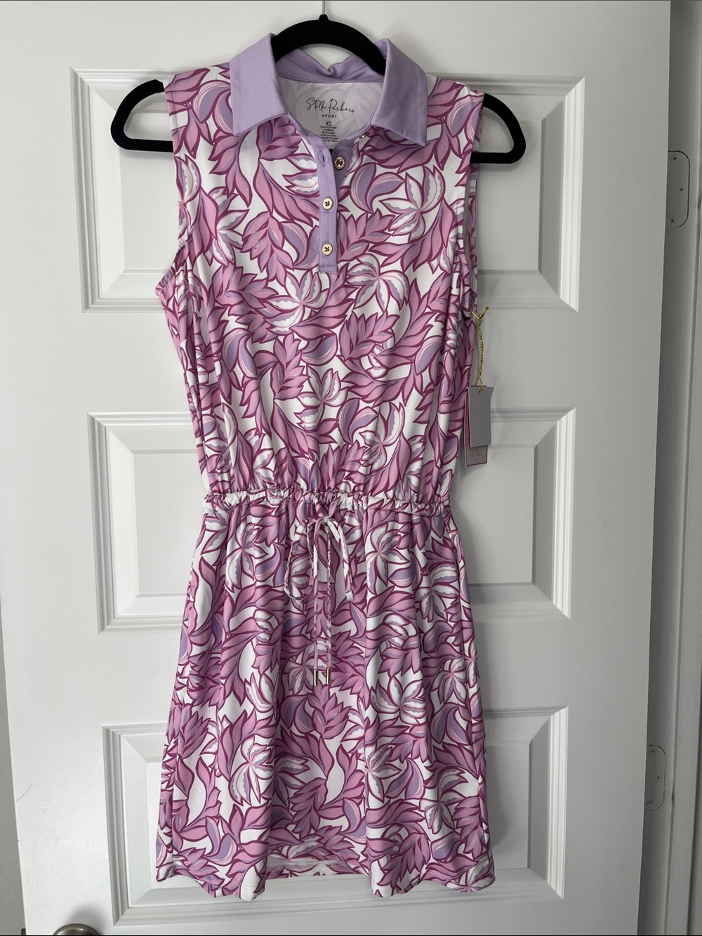 Stella Parker Sport Lilac Floral Drawstring Polo Dress